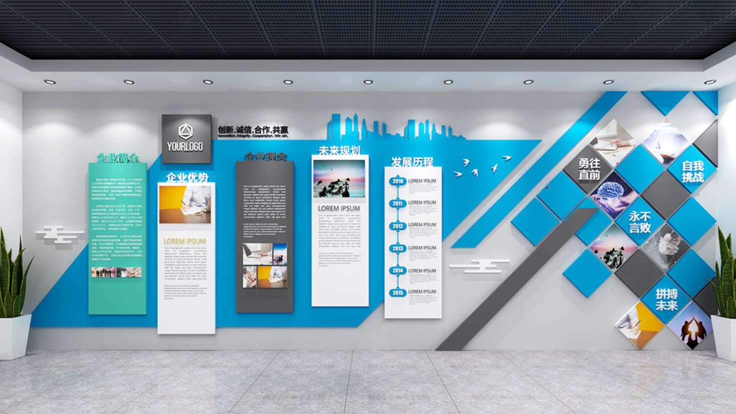厚重風(fēng)公司企業(yè)發(fā)展歷程文化墻模板(圖2)